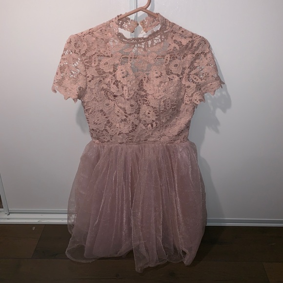 Pink Laced-Floral Dress - Picture 1 of 6